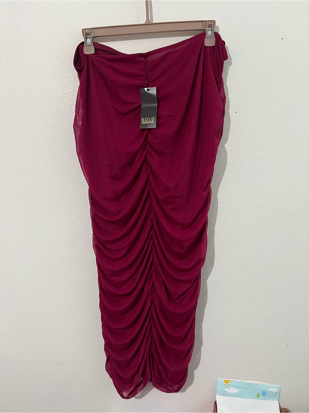 BOLD elements Ruched Berry Midi/Maxi  Skirt - Picture 2 of 12